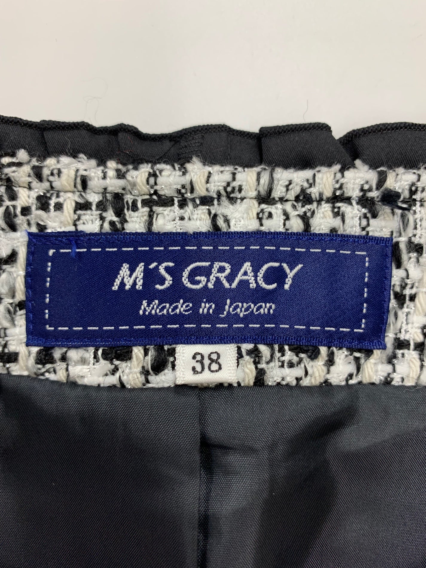 エムズグレイシー モノトーンファンシーツィードジャケット 414517 38 ホワイト IT3KRZYB85I8