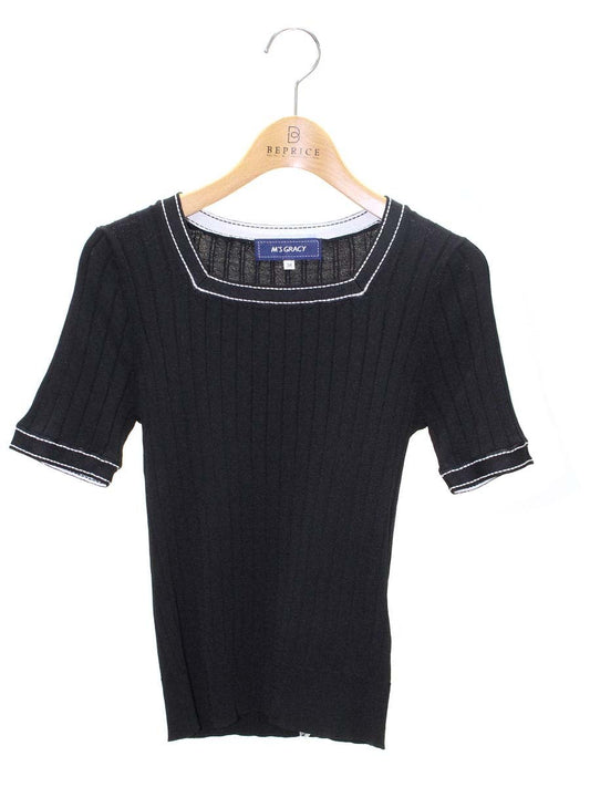 エムズグレイシー 018314 ニット セーター 38 ブラック 刺繍 フラワーモチーフ ITX91HL2YLQ8