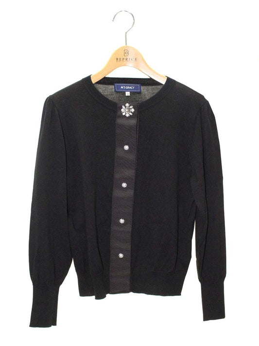 エムズグレイシー 318333 カーディガン 40 ブラック パールビジュー ITNXNV5ZYVRN