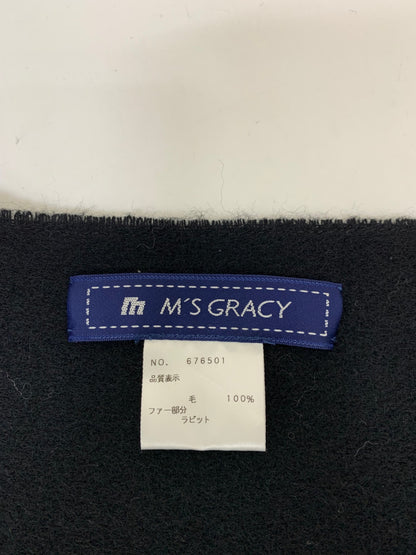 エムズグレイシー 676501 マフラー ブラック ラビットファー フラワーモチーフ 2way ITE06HCSNGHO