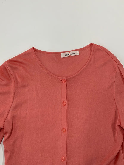 ギャラリービスコンティ 1112121 カーディガン 2 ピンク カメリアボタン バックリボン IT9RURNNQQ2Q