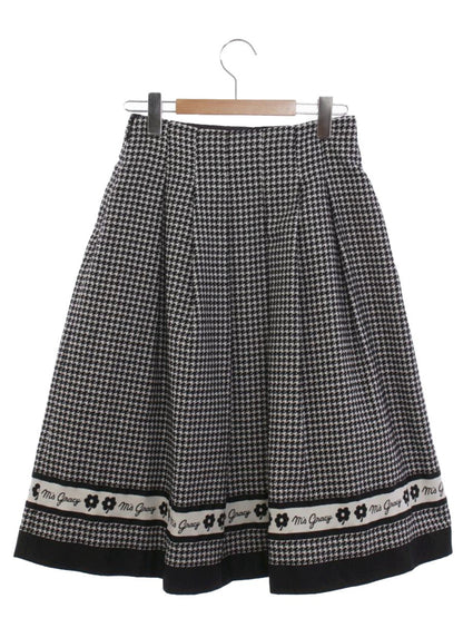 エムズグレイシー 317524 スカート 38 ブラック 千鳥柄ライン入りタックスカート ITP1V3NU37CG 【SALE】