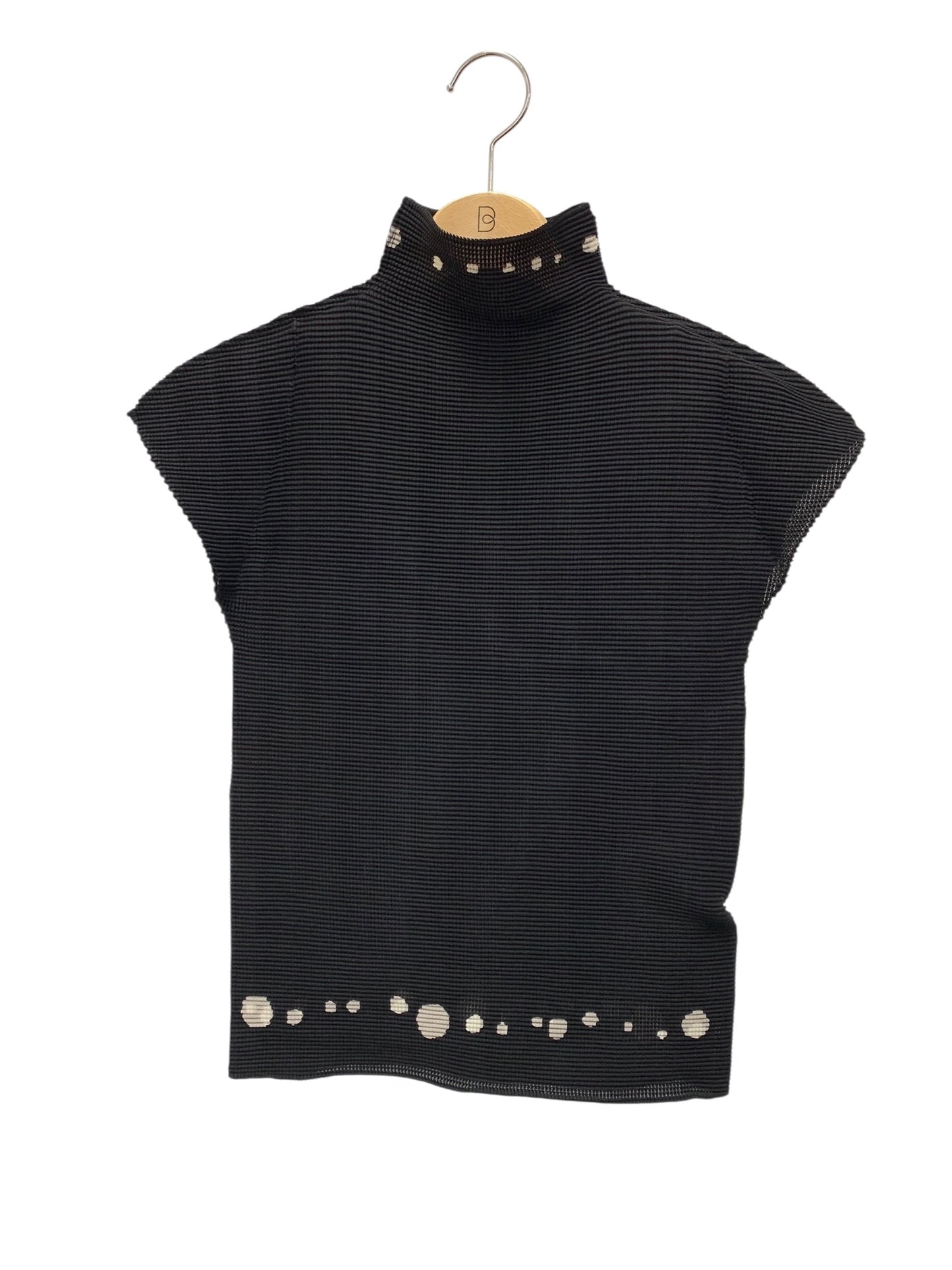 ミーイッセイミヤケ MI22FK613 プルオーバー ブラック ボトルネック ワッフルプリーツ ドット ITL7NVW1LV48