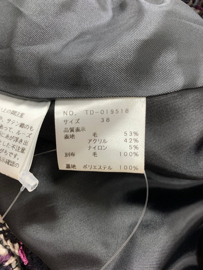 エムズグレイシー 019518 コート 38 ネイビー ツイード チェック柄 ITRNC4TGHRNW 【SALE】