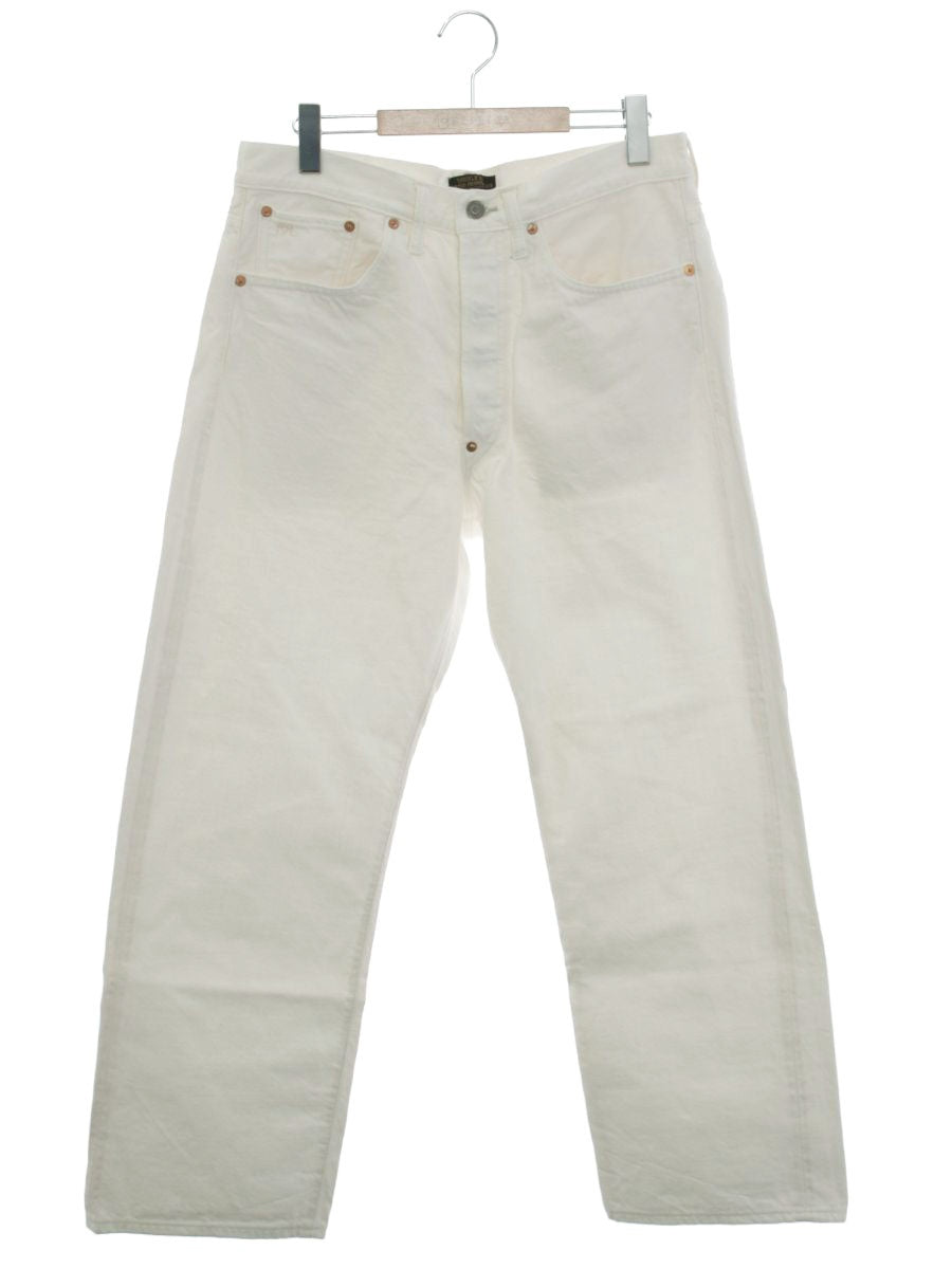 ダブルアールエル 41318 165/82A ホワイト デニムパンツ ストレート ロゴ 刺繍 ITP7EG5ZID6E