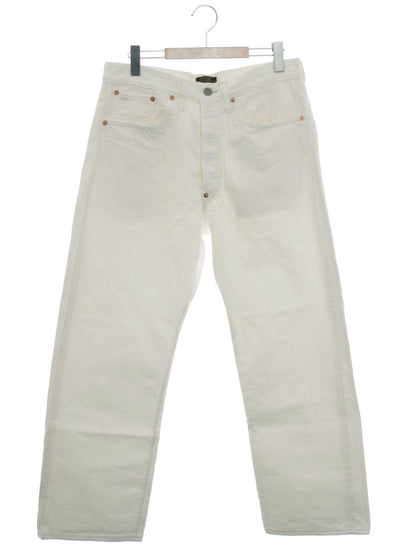 ダブルアールエル 41318 165/82A ホワイト デニムパンツ ストレート ロゴ 刺繍 ITP7EG5ZID6E