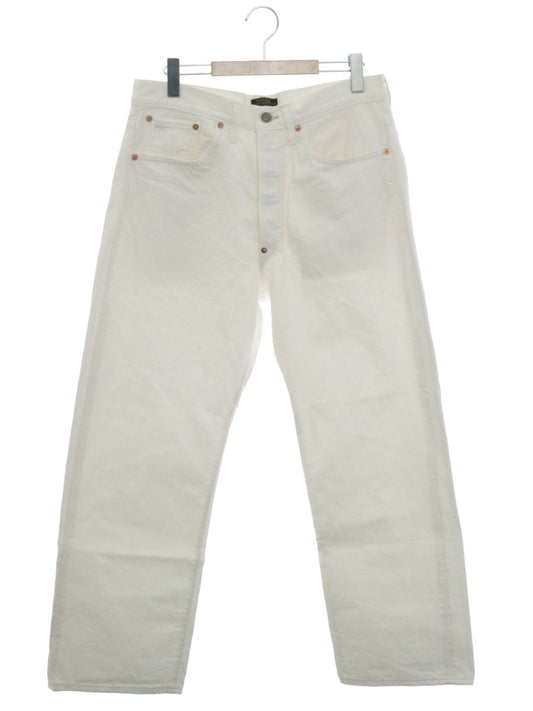 ダブルアールエル 41318 165/82A ホワイト デニムパンツ ストレート ロゴ 刺繍 ITP7EG5ZID6E