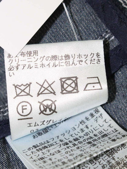 エムズグレイシー 814317 デニムジャケット 40 ネイビー ノーカラー フリル ビジュー ITVVT91XSCPW