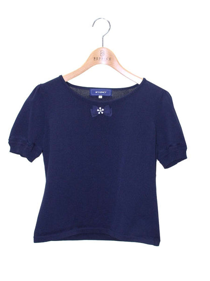 エムズグレイシー 218510 ニット セーター 38 ネイビー リボン ITRSO6SNIHZA