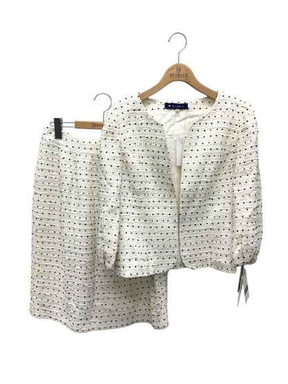 エムズグレイシー 024109/027114 スカートスーツ 42 ホワイト ツイード リボン IT8GW5AZR9XC