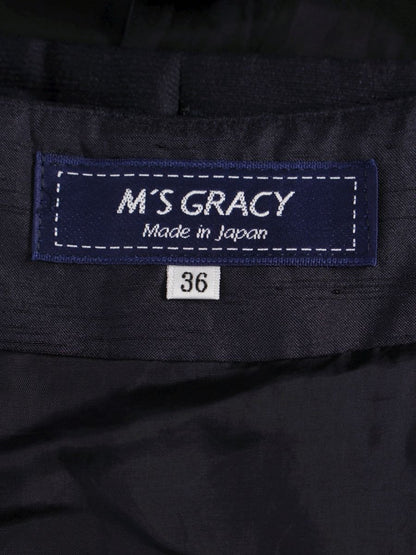 エムズグレイシー 817321 スカート 36 ネイビー チューリップモチーフ フレアー ITJV0V0ZS3D2 【SALE】