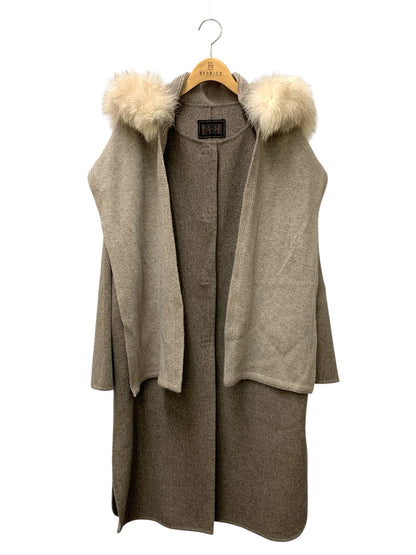 フォクシーブティック Coat LYRIC 38808 コート 38 ブラウン カシミヤ ファーストール付 ITNZ6ZKD0D78