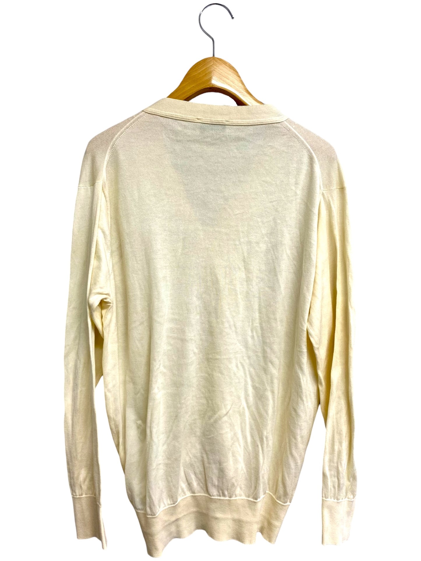 ジョンスメドレー カーディガン M アイボリー Vネック コットン MADE IN ENGLAND ITWJUVZ681ZS