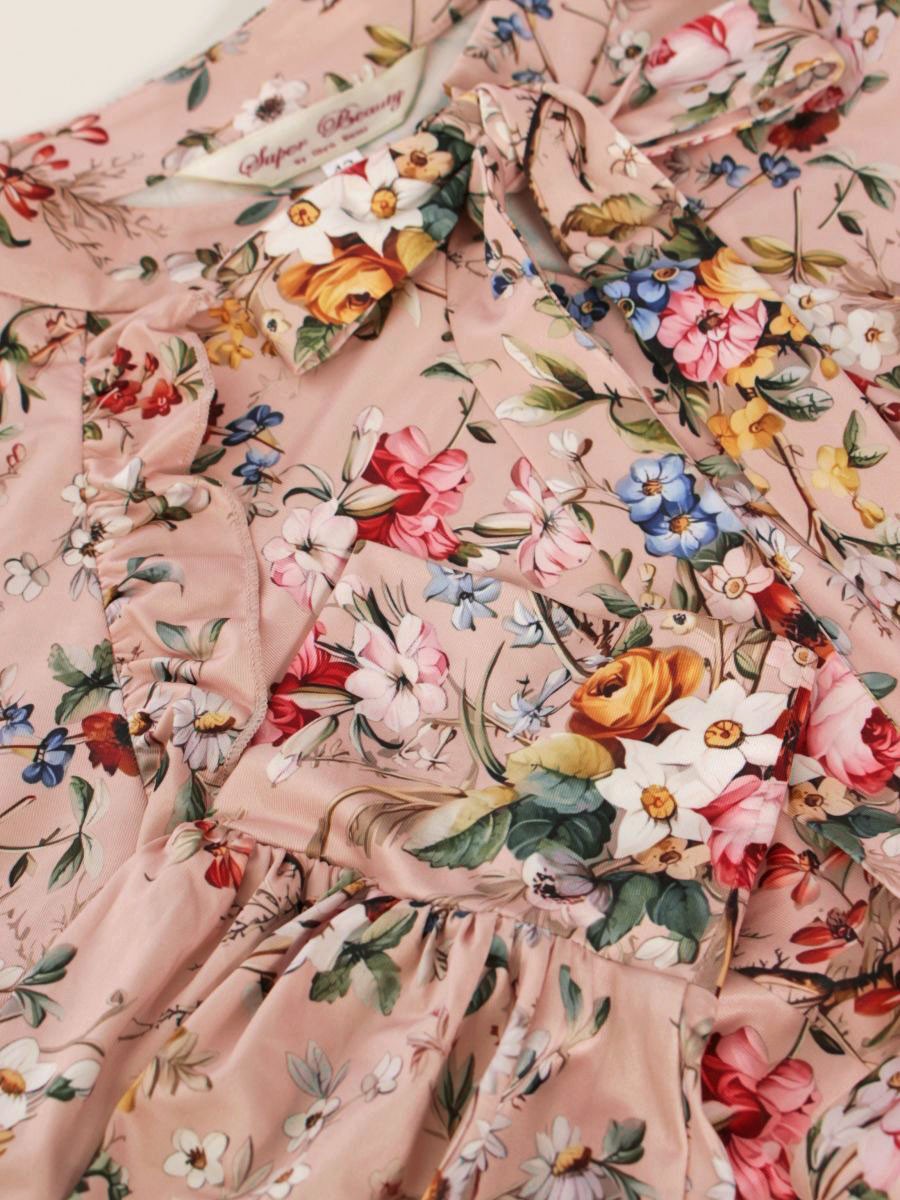 スーパービューティー ワンピース 42 ピンク 花柄 リボンチャーム付き ITMFLS7K5B9U