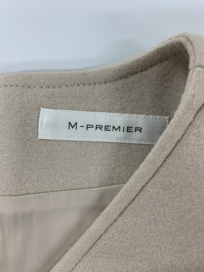 エムプルミエ A928-005 ワンピース 34 ベージュ Vネック ウール ベルト付き ITC84BRYQ0Z0