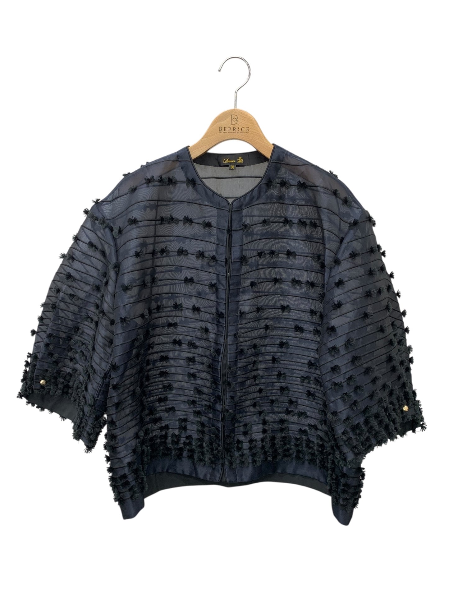 ドゥロワー 6522-299-0930 シアージャケット 36 ネイビー シルク IT1NSZ799I9C