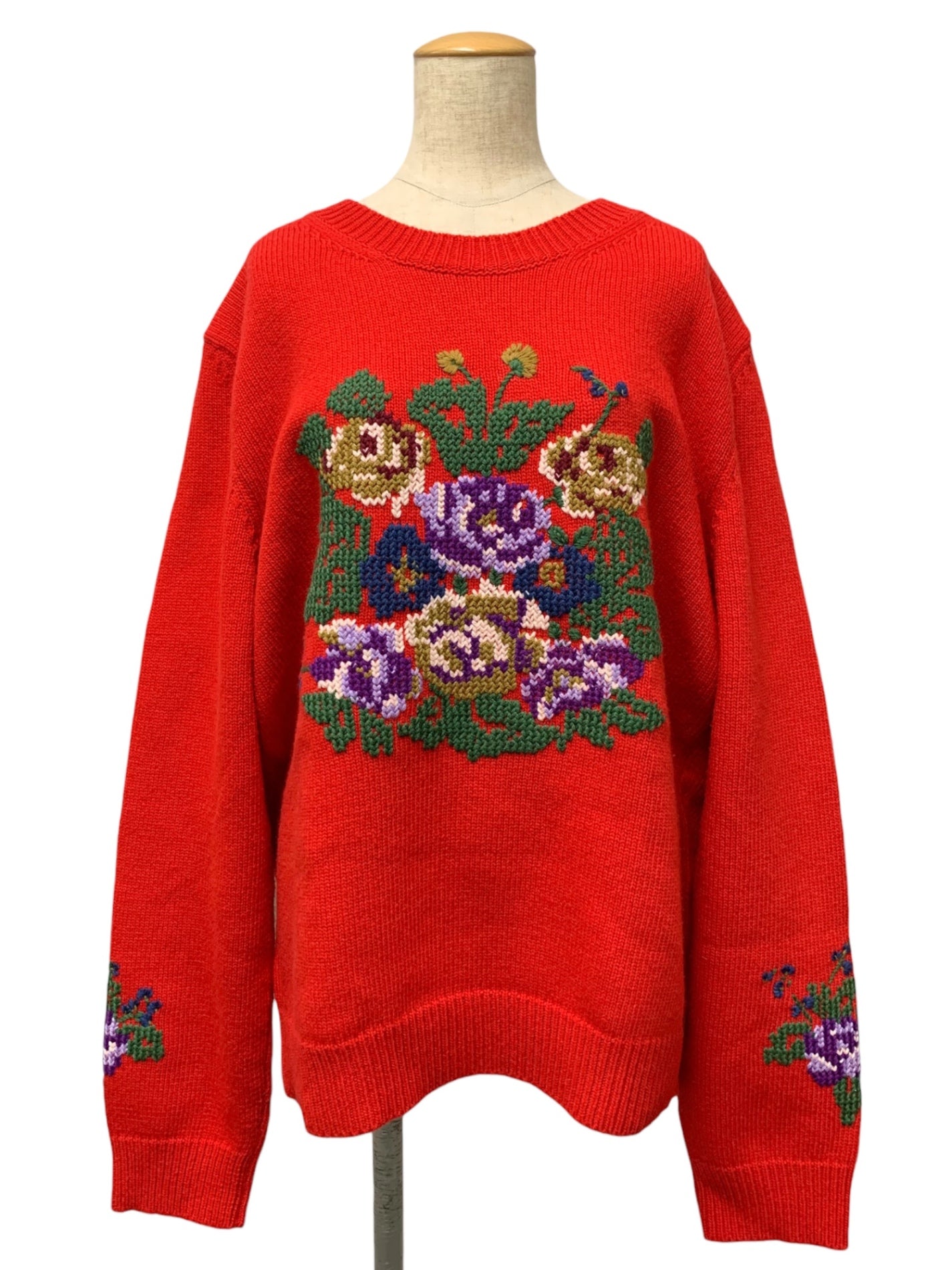 グッチ GUCCI 430308-X5B18 ニット XL フローラル ミケーレ期 レッド ITKPTJ1NDANA