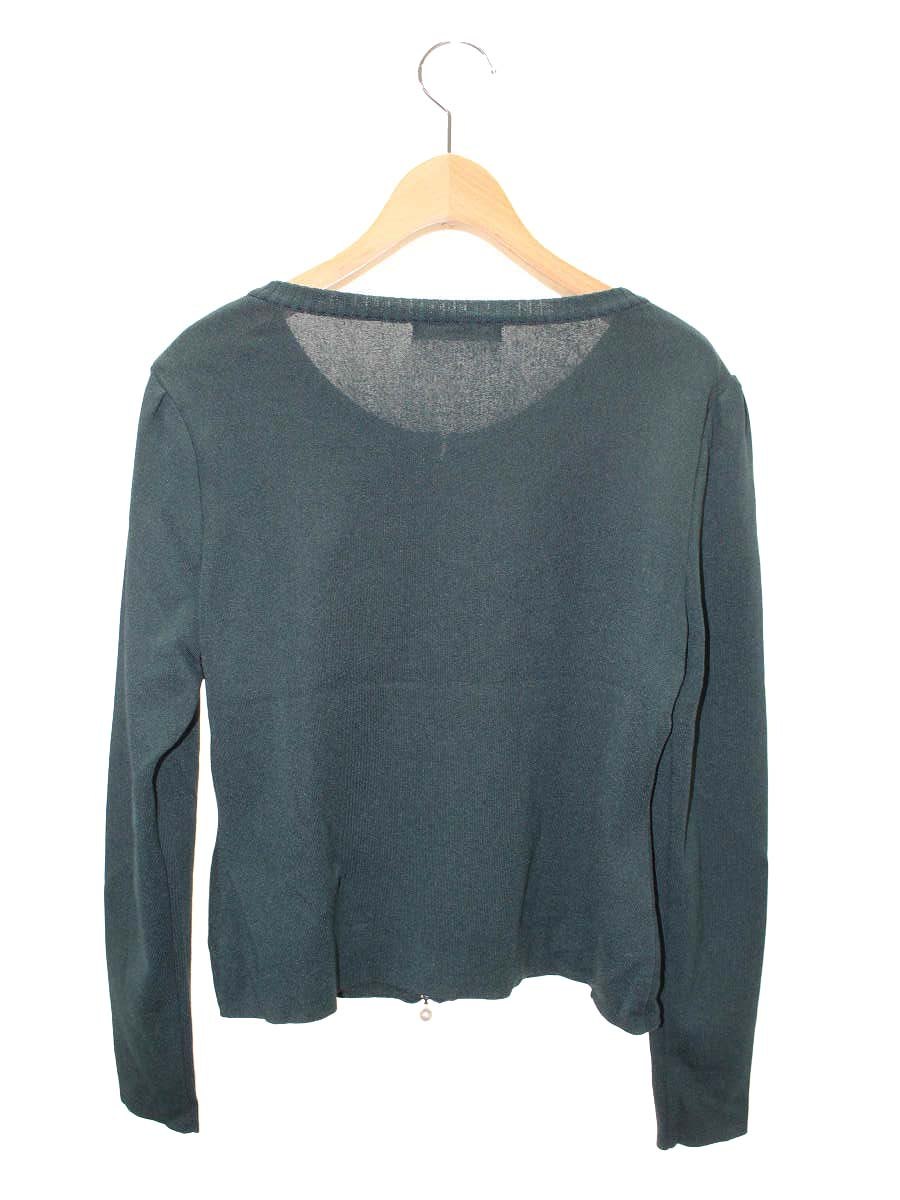 ルネ 6432180 カーディガン 38 グリーン ジップアップ パール フラワーチャーム ITEEWU04YDWL