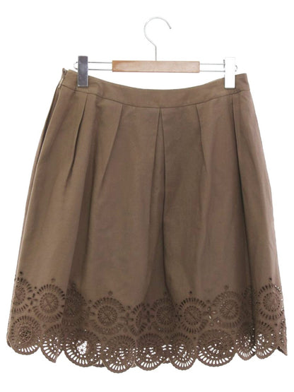 ルネ 5424030 スカート 34 ブラウン 裾カットワーク フレアー ITQMNOOTGFG2