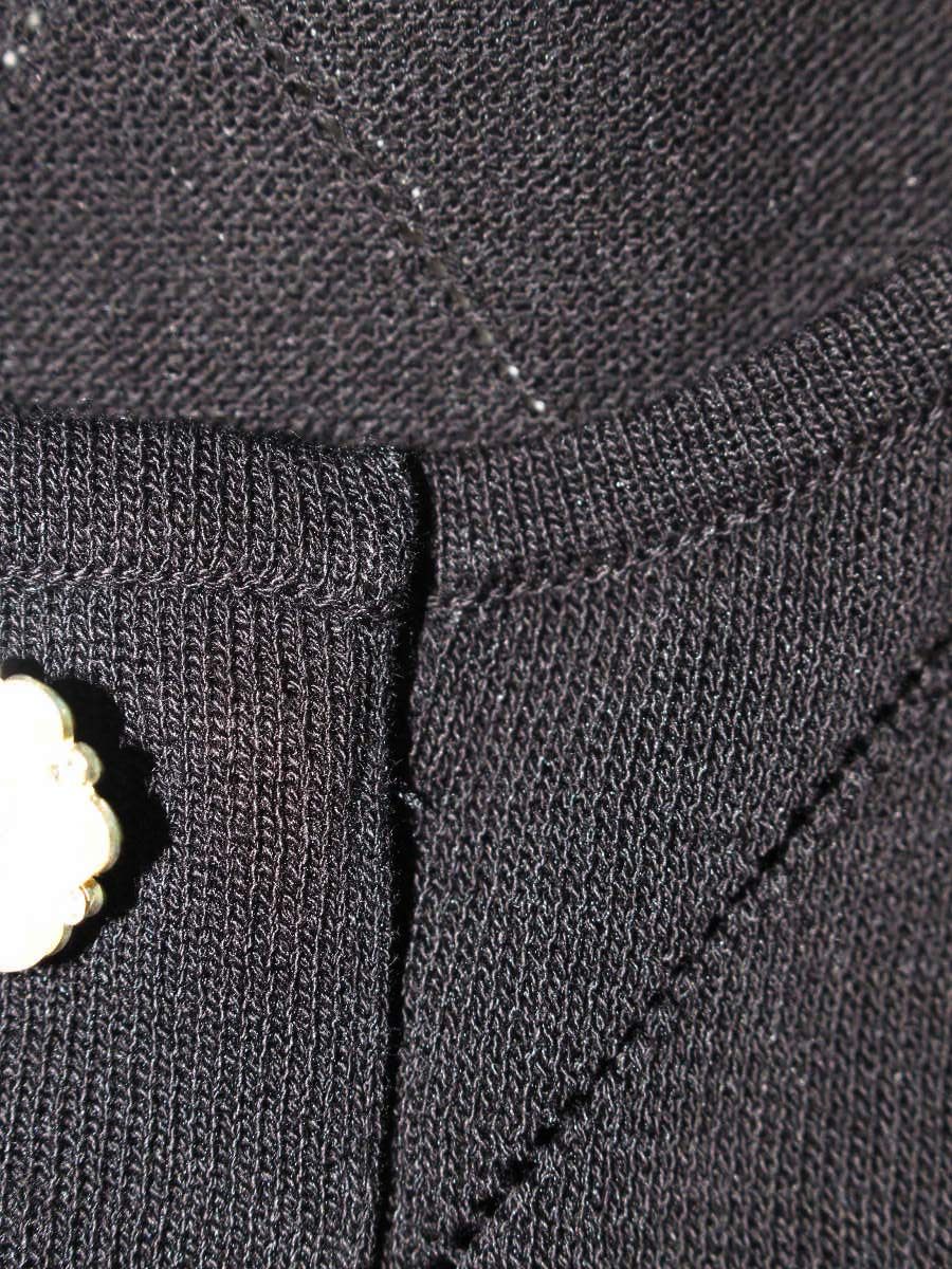 エムズグレイシー 318104 カーディガン 38 ブラック パール フラワーボタン 刺繍 フェイクパール IT9E5VMNRDM4