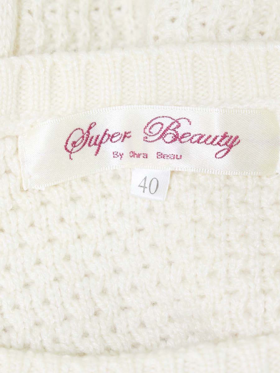 スーパービューティー セーター 40 アイボリー 編み込み バラ 刺繍 IT5PFK1SN0VE
