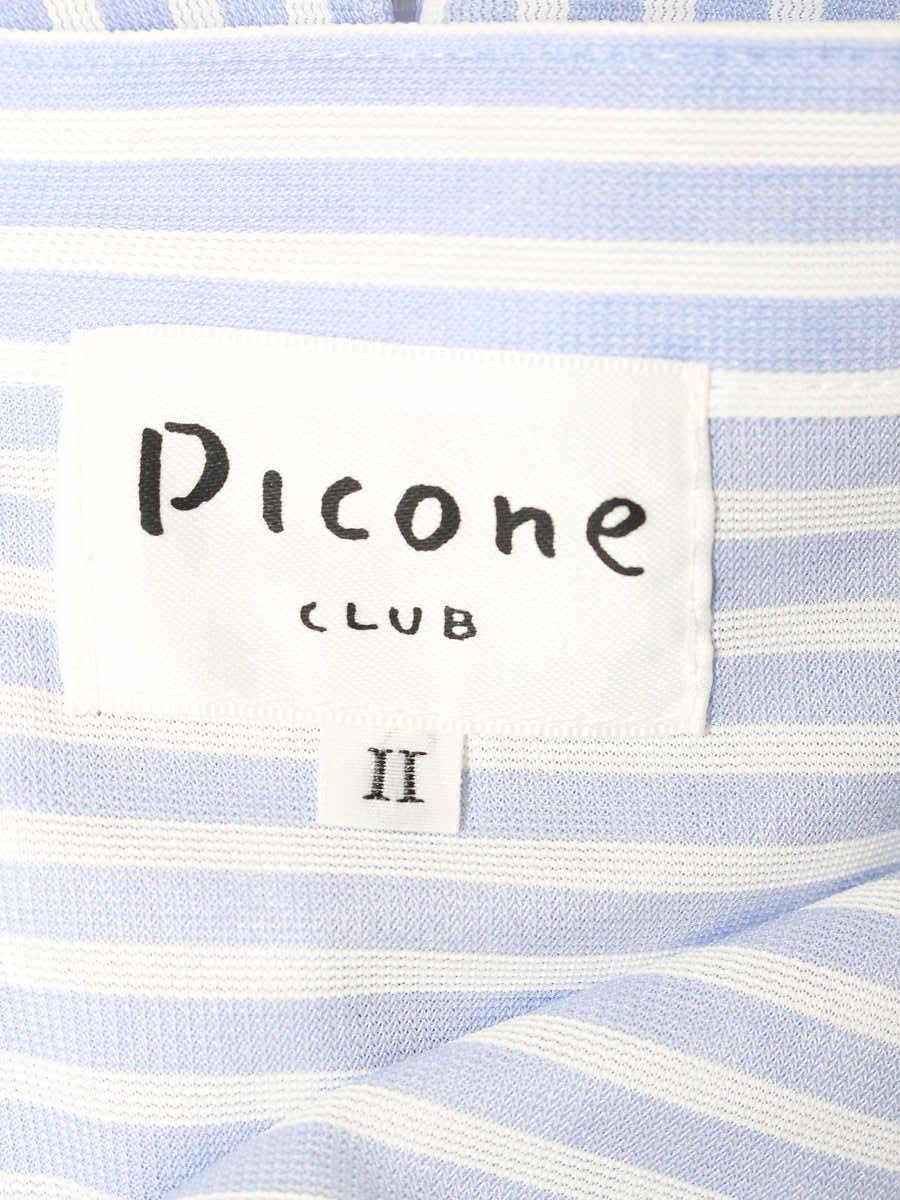 スタジオピッコーネ PICONE CLUB C951413 シャツワンピース 2 サックスブルー/ホワイト ストライプ ロゴ ワンポイント IT5BBYUVS4VI