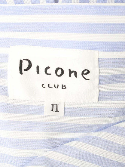 スタジオピッコーネ PICONE CLUB C951413 シャツワンピース 2 サックスブルー/ホワイト ストライプ ロゴ ワンポイント IT5BBYUVS4VI