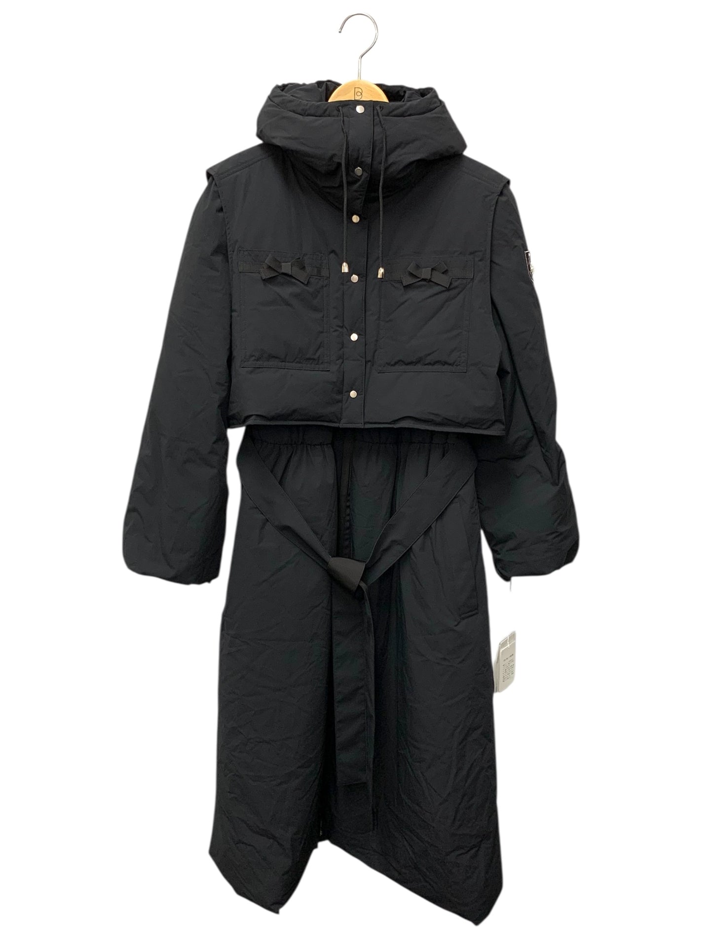 エムズグレイシー 319608 ダウンコート 40 ブラック ロゴ ワッペン ITN75FVL539Q