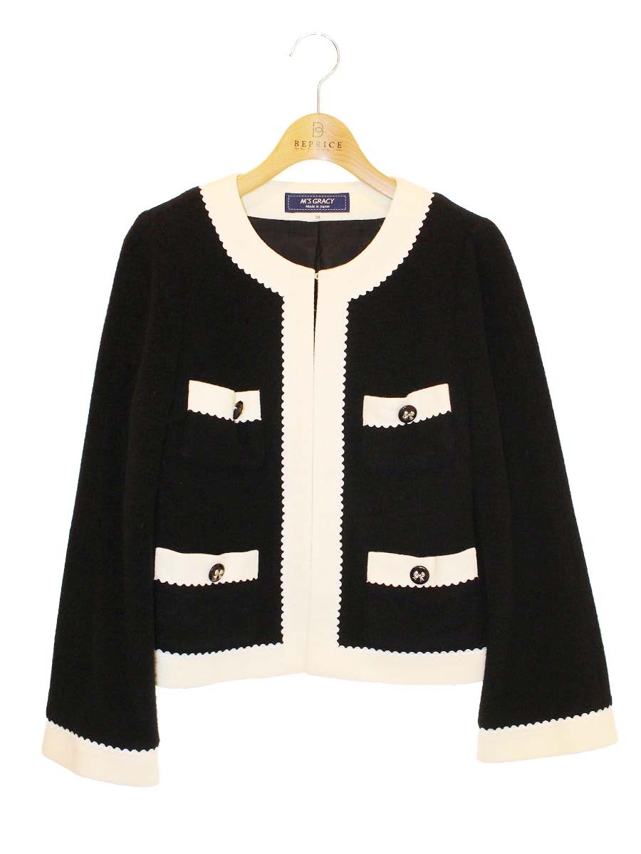 エムズグレイシー Bicolor Jacket 814534 ジャケット 38 ブラック Bicolor Jacket ITCPYQ5F46X0