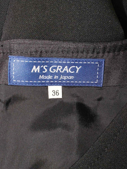 エムズグレイシー 911510 ワンピース 36 ブラック フラワーモチーフ ビーズ リボン ITPKHG539XRO