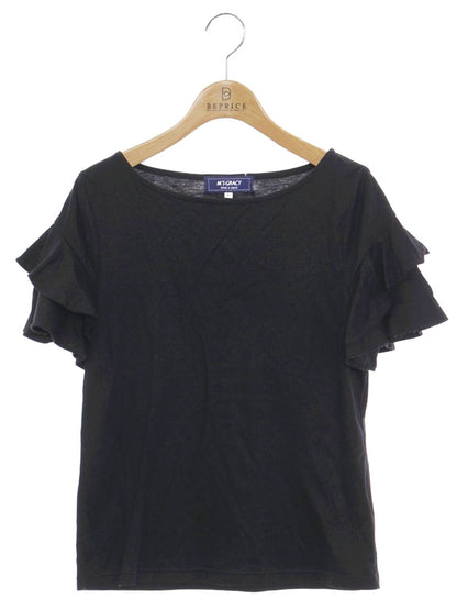 エムズグレイシー 115325 Tシャツ カットソー 40 ブラック 袖フリル ITW94RMI1NI4