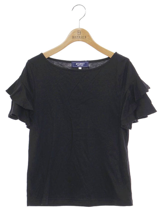 エムズグレイシー 115325 Tシャツ カットソー 40 ブラック 袖フリル ITW94RMI1NI4