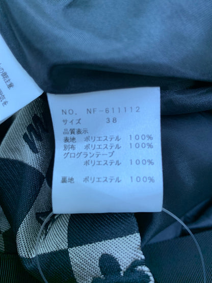 エムズグレイシー 市松柄ロゴ入りジャガードドレス 611112 ワンピース 38 ブラック 花 リボン ITRI5937EDU2