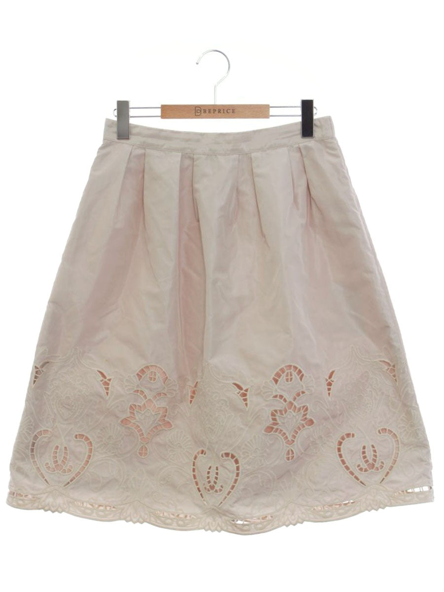 スーパービューティー スカート 42 ベージュ カットワークレース 刺繍 ITR2BBWI7HFC