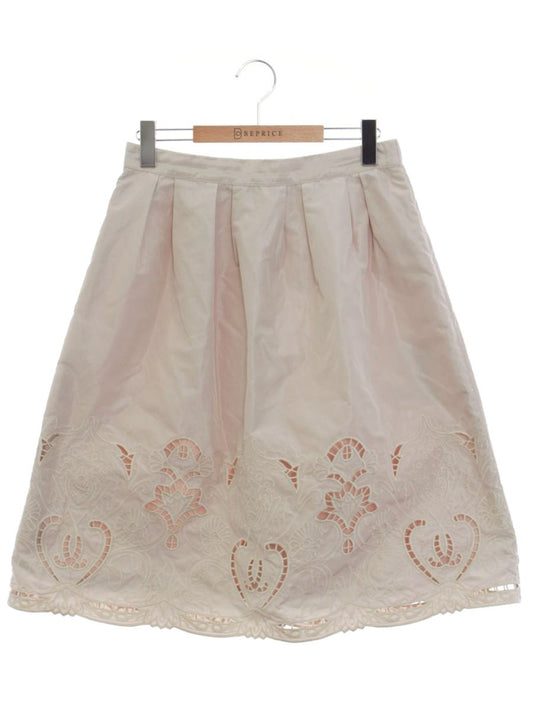 スーパービューティー スカート 42 ベージュ カットワークレース 刺繍 ITR2BBWI7HFC