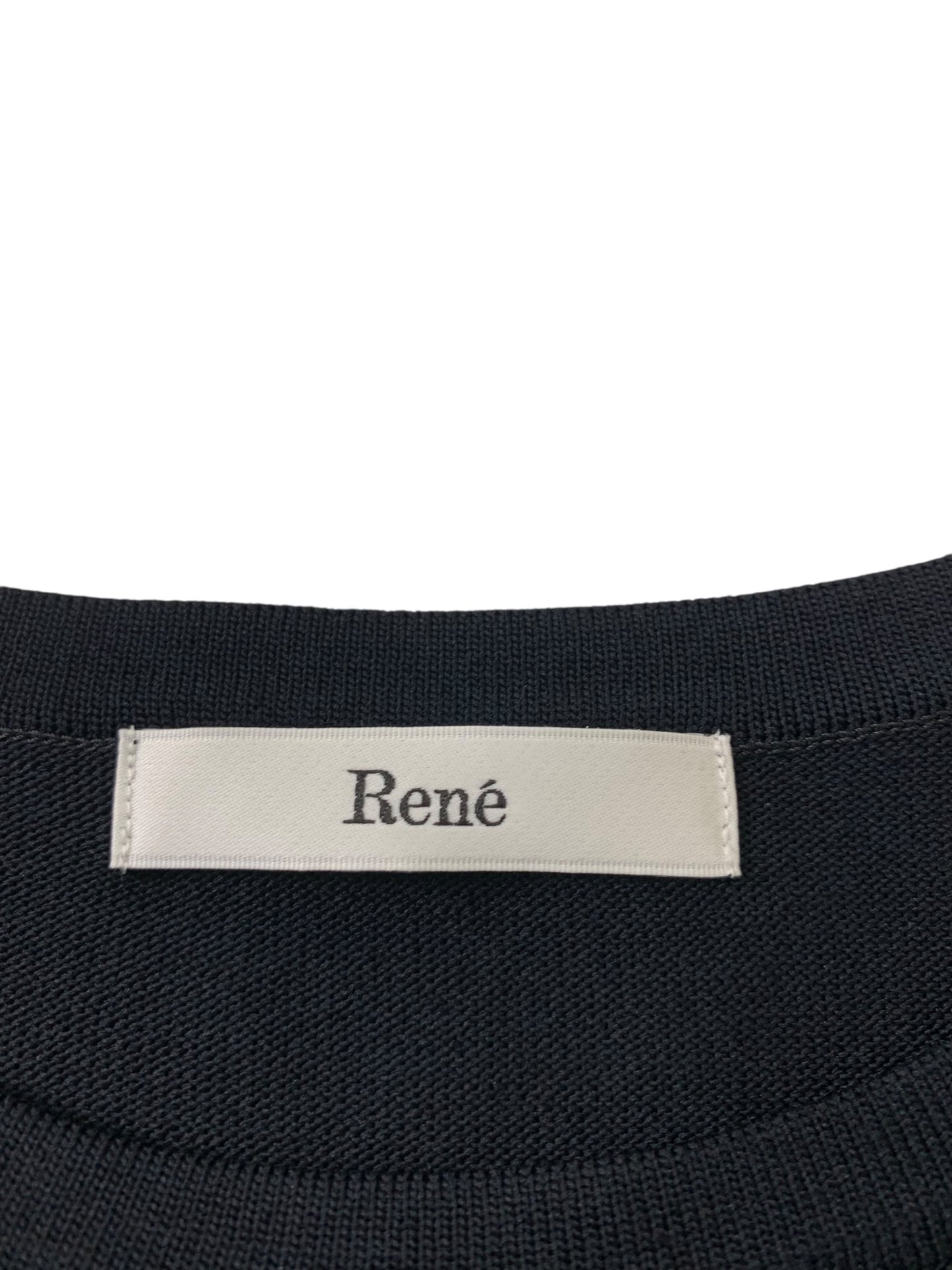 ルネ 6412120 ワンピース 34 ブラック ロゴプレート パール 異素材ミックス IT4FDRSEF222