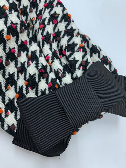 エムズグレイシー 219615 ジャケット 40 ホワイト 千鳥格子柄 リボン ITBB06IN6379