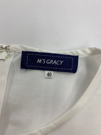 エムズグレイシー 110321 ブラウス 40 ホワイト リボンモチーフレースブラウス IT2V3WSEGVN1