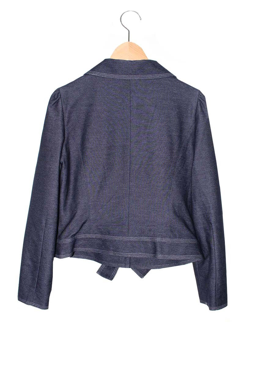 エムズグレイシー 0923 ジャケット 38 ネイビー デニム風 リボン ITEGH0XRSLKG