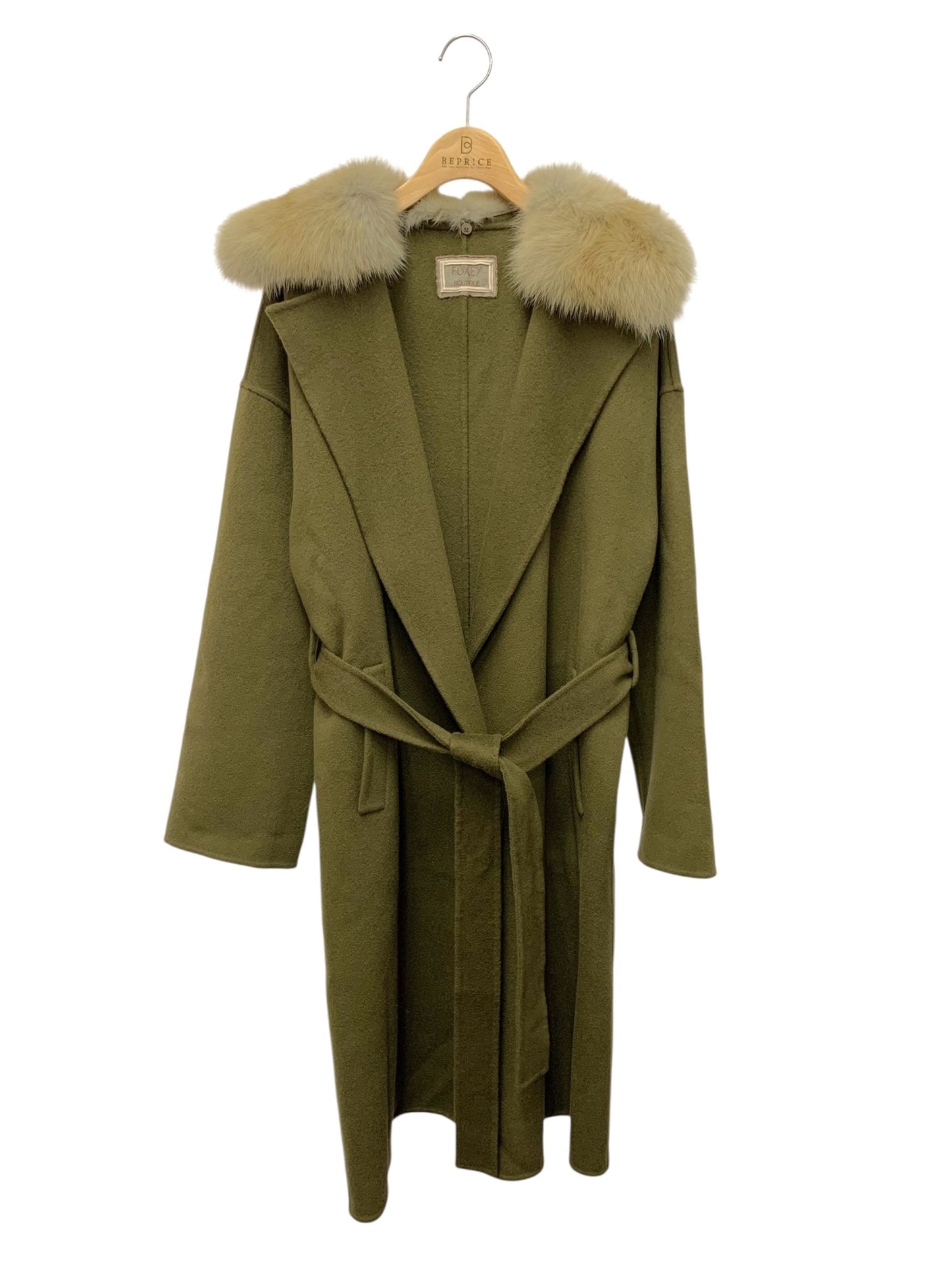フォクシーブティック 37283 コート F カーキグリーン カシミヤ ロシアンセーブルファー SP品 ITDWVTP8PNUG 【SALE】