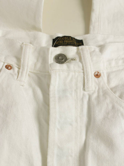 ダブルアールエル 41318 165/82A ホワイト デニムパンツ ストレート ロゴ 刺繍 ITP7EG5ZID6E