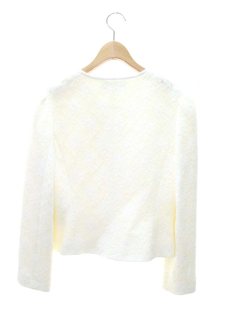 エムズグレイシー 724705 ジャケット 40 ホワイト フラワーモチーフ パールボタン ITCCIEO2BCB0