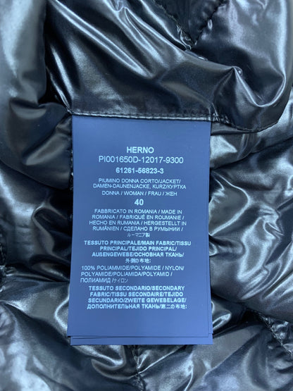 ヘルノ ウルトラライト ダウンジャケット PI001650D  40 ブラック スタンドカラー 七分袖 ITF9DFBQ7BA0