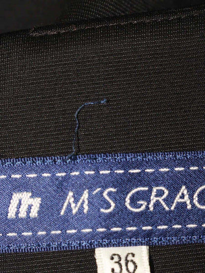 エムズグレイシー 621351 ワンピース 36 ブラック/ホワイト スパンコール フラワー バイカラー IT5IS9QO6Q08