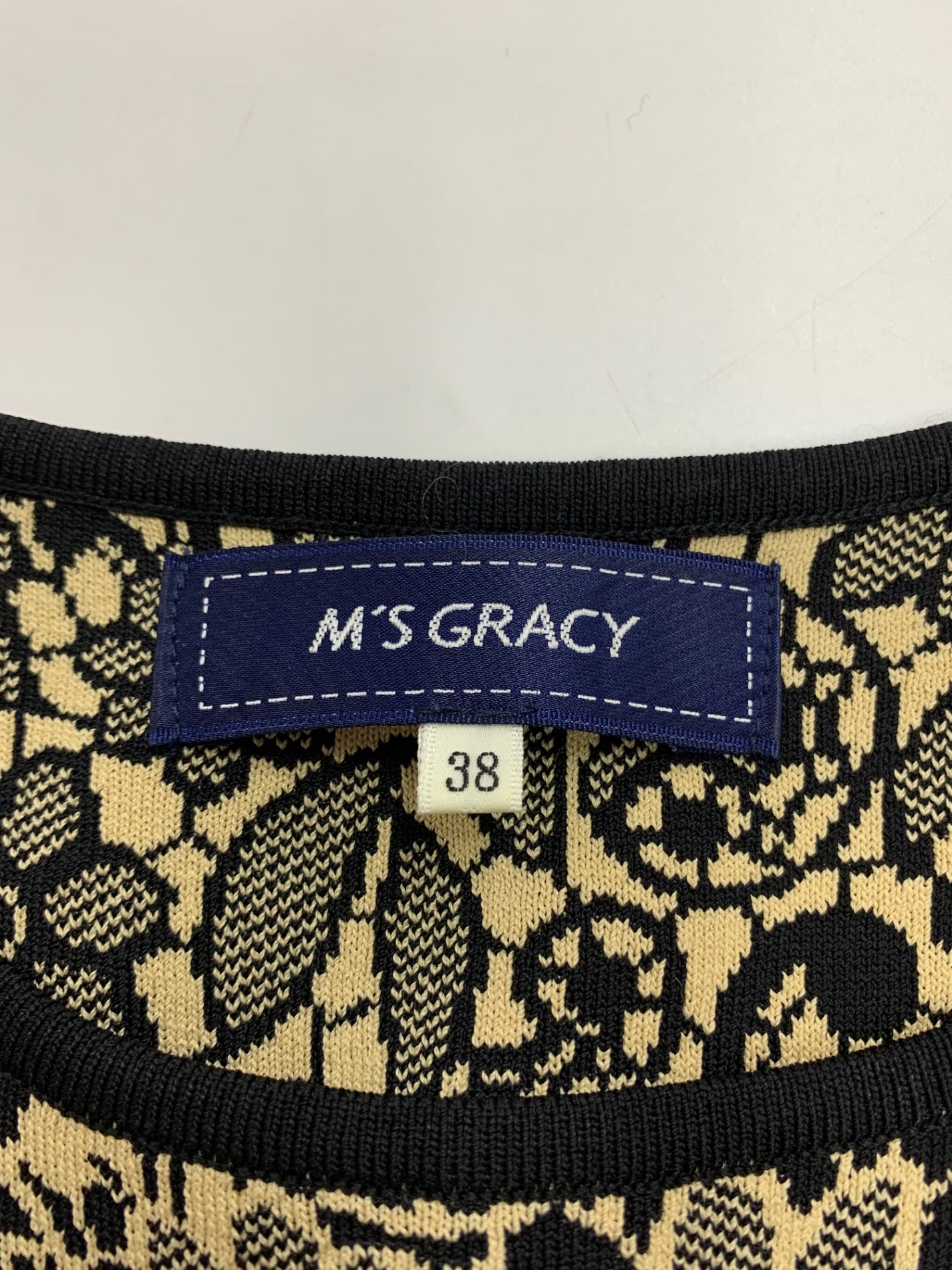 エムズグレイシー Burgundy Knit Dress 818518 ワンピース 38 ブラック ニット 花柄 IT8HFKUL5RVM