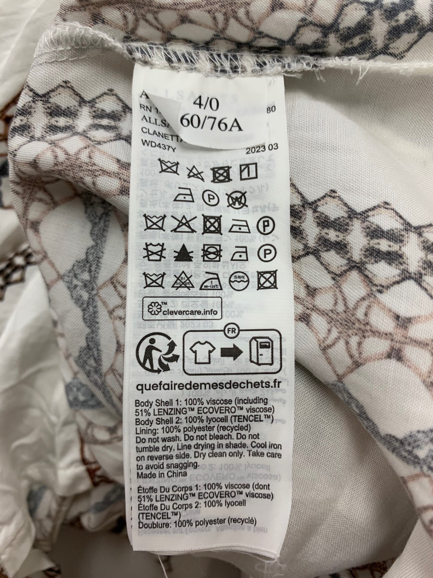 オールセインツ シャツワンピース WD437Y 40 ホワイト ITDL4N2Q79JA