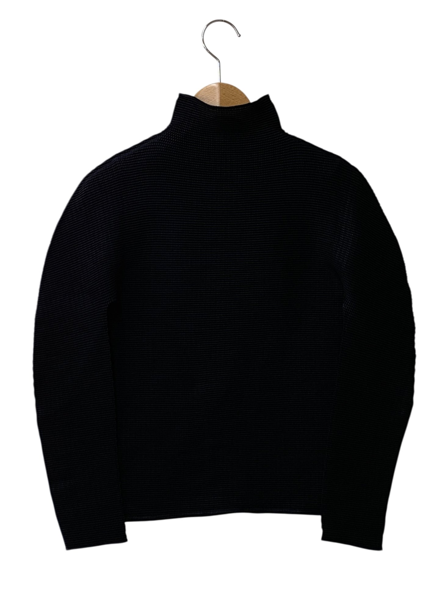 ミーイッセイミヤケ MI21FJ001 プルオーバー ブラック ボトルネック ワッフルプリーツ ITIRL77C9W3I