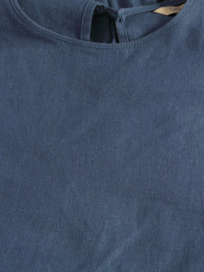 カレンソロジー CL209003ER シャツワンピース 36 ネイビー リネン混 パフスリーブ ITL25WB68IGU