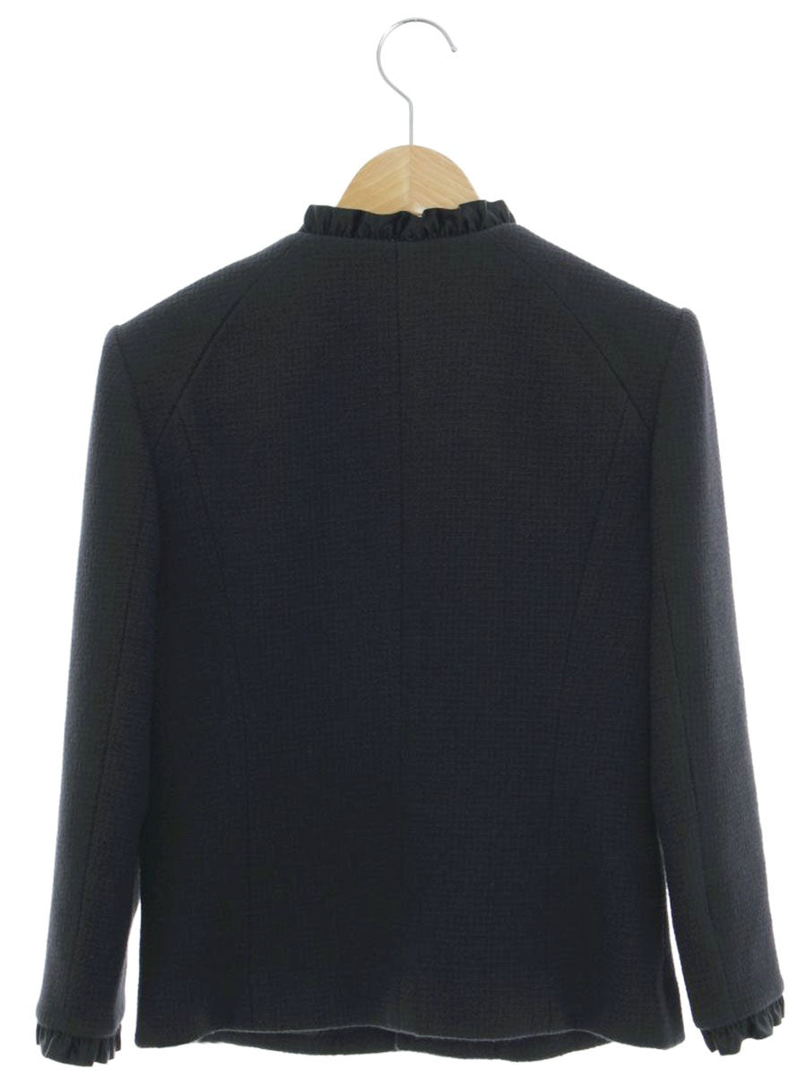 ハロッズ 10410028 ジャケット 2 ブラック ノーカラー フリル IT5GPWI8L5HU