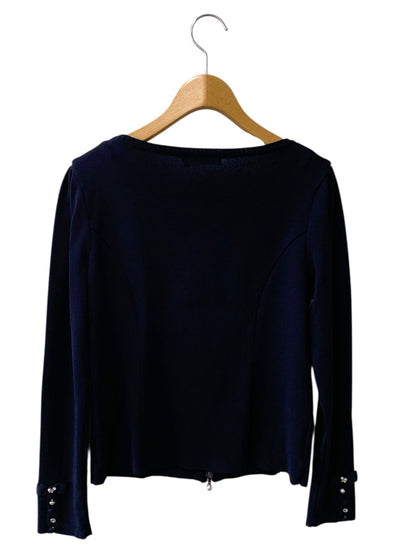 ルネ 6632860 カーディガン 38 ネイビー ビジュー スリーブ Wジップ ITZWK0WX71CG